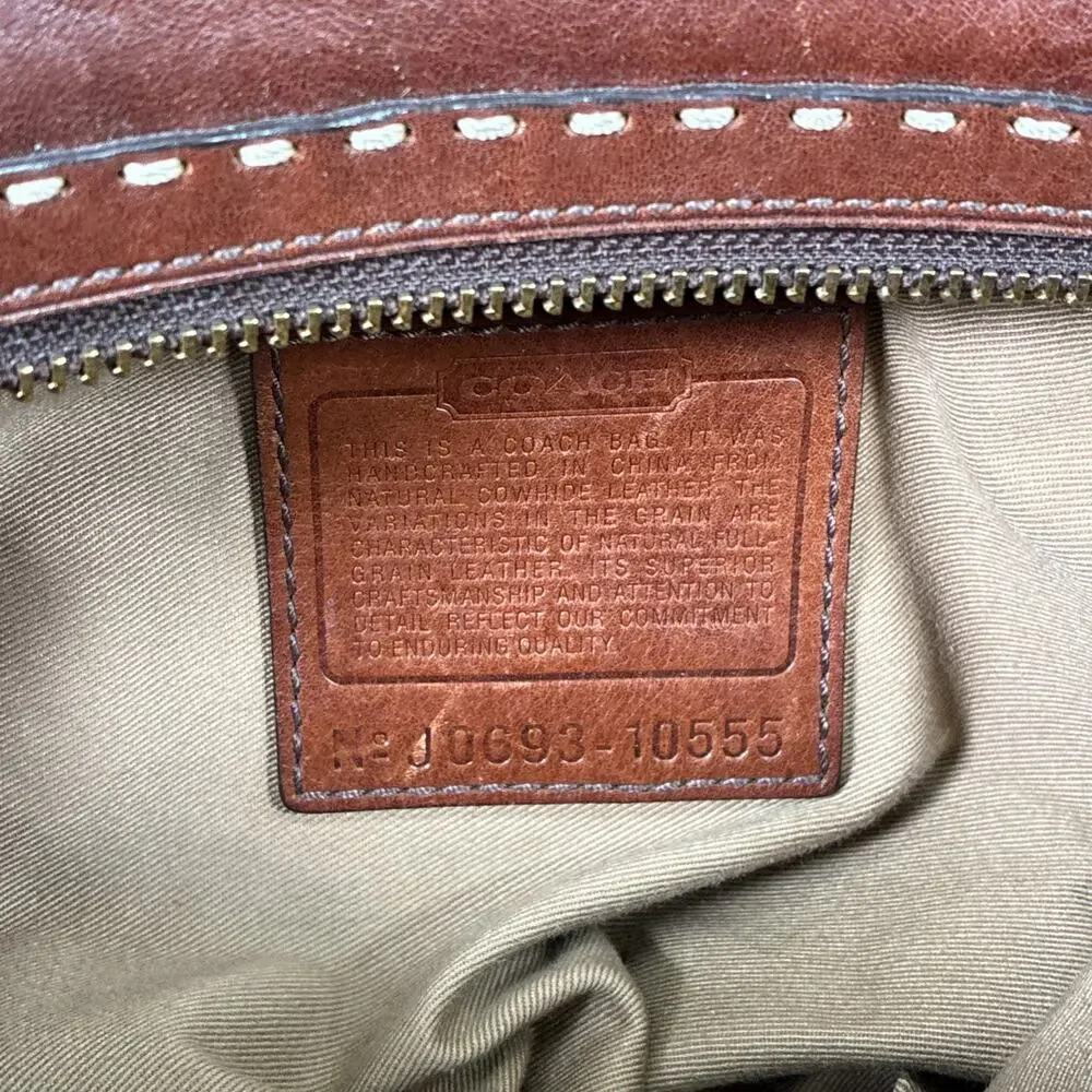 Coach Hampton Andrea Leather Satchel Women Handbag Cognac Brown Bnfts Charity - Picture 13 of 16